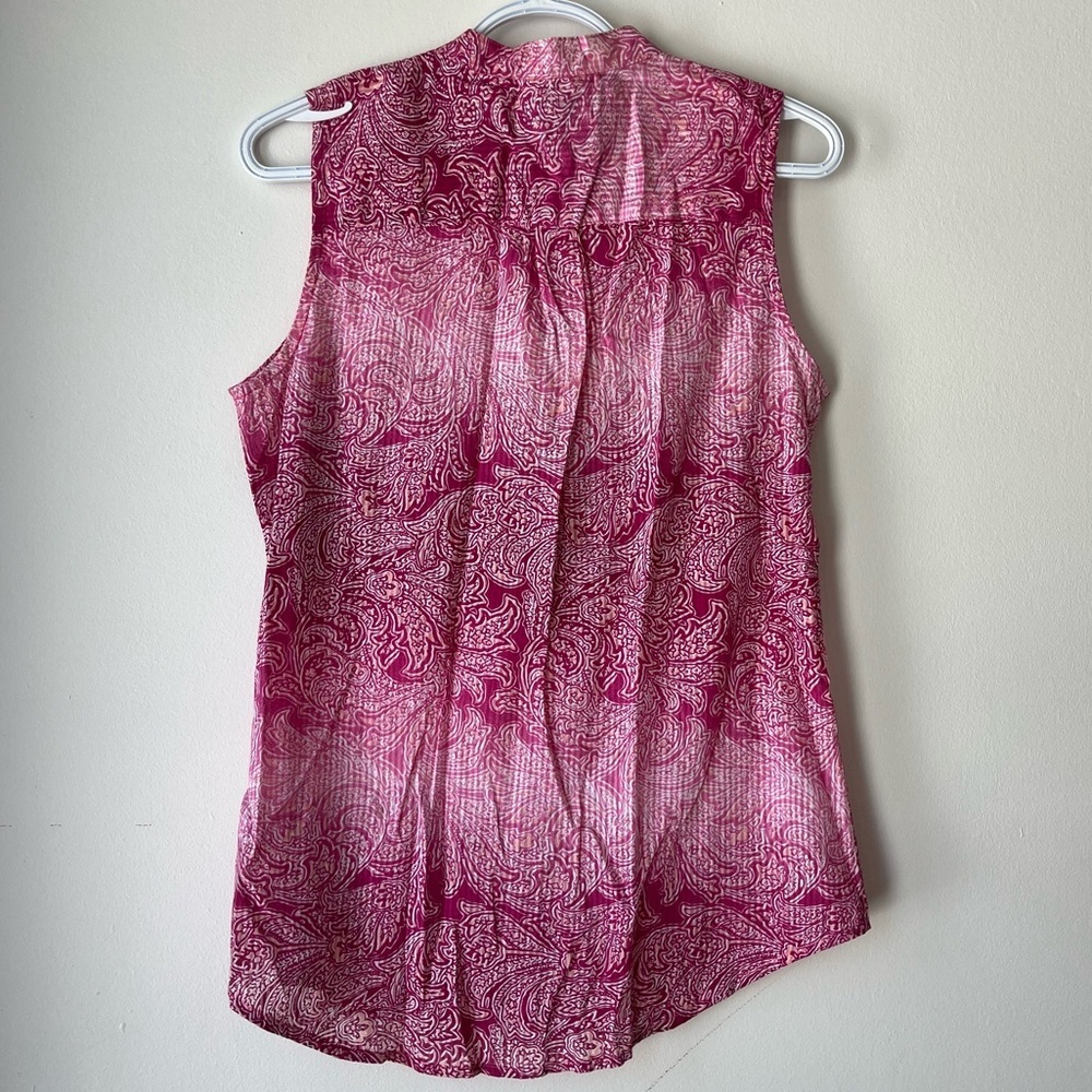 Kim Rogers Pink Paisley Sleeveless Blouse women’s Size Small Ombré 100% cotton - Picture 6 of 9